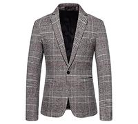 Blazer pied de poule pour homme - Veste de sport légère pour homme, veste de costume simple boutonnage, veste d'affaires, banquet, marié, smoking polyvalent, gris, XL