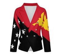 Blazer pour Femme Cardigan Ouvert sur Le Devant Manches Longues Style Business Et Décontracté avec Boutons Imprimé Drapeau National De Papouasie-Nouvelle-Guinée Taille 3XL