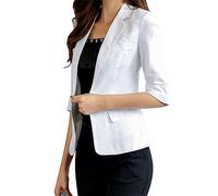 Blazer pour Femme en Lin - Veste d'été Légère et Élégante avec Manches 3/4, Coupe Cintrée, Style Sportif