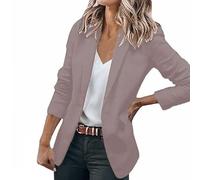 Blazer pour femme - Longue et élégante - Veste sportive ouverte à l'avant - Revers - Coupe droite - Tenue de loisirs classique - Blazer traditionnel - Tempérament - Affaires - Veste de bureau