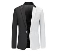 Blazer pour homme, costume deux visages, coupe ajustée, noir et blanc, blazer à un bouton, manteau solide, veste décontractée, hauts, blazers de smoking, manteau de sport, léger, costume d'affaires,