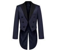 Blazer Rayé Jungen Veste De Sport Longue Queue | Veste De Smoking À Boutonnage Croisé Et Revers Crantés Costumes De Smoking Classiques Vintage Motif Rayure Classique Gilet À