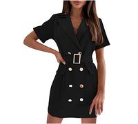 Blazer Robe Femmes À Manches Courtes Cardigan Ceinturé Blazers À Manches Longues À Double Boutonnage Travail Bureau Invités De Mariage Formelle Élégant OL Bureau Affaires Veste