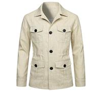 Blazer Safari en Lin pour Homme Coupe ajustée Veste Safari Homme Automne Léger Safari Outwear