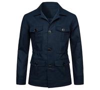 Blazer Safari pour Homme à Manches Longues en Lin Veste Safari pour Homme Slim Fit Safari Vêtements d'extérieur légers