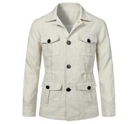 Blazer Safari pour Homme à Manches Longues en Lin Veste Safari pour Homme Slim Fit Safari Vêtements d'extérieur légers