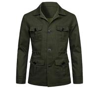 Blazer Safari pour Homme à Manches Longues en Lin Veste Safari pour Homme Slim Fit Safari Vêtements d'extérieur légers