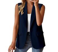 Blazer sans Manches pour Femme Casual Slim Fit Boutons Blouson Jacket Élégant Cardigan Gilet OL Bureau Affaires Veste Costume Manteau avec Poches