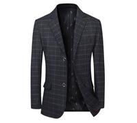 Blazer Veste Homme Plaid INSFITY Coupe Ajusté Casual Regular Col Classique - Bleu XL