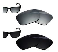 BlazerBuck Lot de 2 verres de rechange polarisés anti-sel pour lunettes de soleil Oakley Apparition OO9451, Noir et argenté chromé, Fit Apparition OO9451 55mm