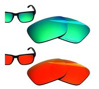 BlazerBuck Lot de 2 verres de rechange polarisés anti-sel pour lunettes de soleil Oakley Apparition OO9451, Rouge feu et vert émeraude, Fit Apparition OO9451 55mm
