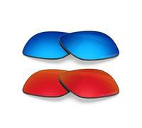 BlazerBuck Lot de 2 verres de rechange polarisés anti-sel pour lunettes de soleil Oakley Chamfer Squared OX8143 54 mm, Rouge feu et bleu glacier