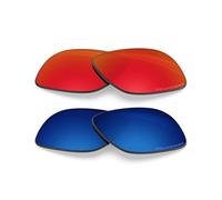 BlazerBuck Lot de 2 verres de rechange polarisés anti-sel pour lunettes de soleil Oakley Chamfer Squared OX8143 54 mm, Rouge feu et bleu nuit