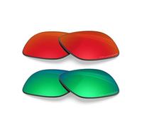BlazerBuck Lot de 2 verres de rechange polarisés anti-sel pour lunettes de soleil Oakley Chamfer Squared OX8143 54 mm, Rouge feu et vert émeraude