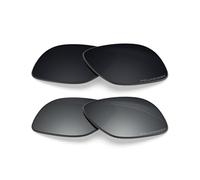 BlazerBuck Lot de 2 verres de rechange polarisés anti-sel pour lunettes de soleil Oakley Chamfer Squared OX8143 54 mm, Noir et argenté chromé