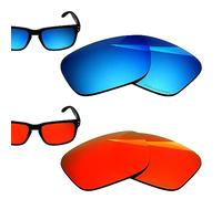BlazerBuck Lot de 2 verres de rechange polarisés anti-sel pour lunettes de soleil Oakley Manorburn OO9479 56 mm, Rouge feu et bleu glacier, 0