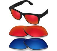 BlazerBuck Lot de 2 verres de rechange polarisés compatibles avec les lunettes de soleil Ray-Ban Meta Wayfarer RW4006 | RW4012 (Gen 2) 50 mm, Rouge feu et bleu nuit, 0