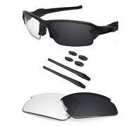 BlazerBuck Verres de rechange non polarisés et kit de chaussettes pour Oakley Flak 2.0 OO9295 - Noir transparent photochromique