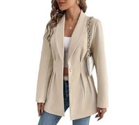Blazers À Taille Cintrée for Femme, Coupe Ajustée, Revers Froncé, Manches Longues, Veste de Bureau Décontractée(Apricot,XXX-Large)