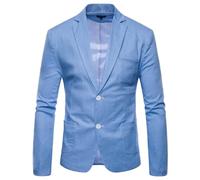Blazers en lin et coton pour homme - Blazer tendance à deux boutons - Revers cranté - Polyvalents - Non doublés - Légères - Vestes intelligentes - Vestes habillées - Veste de dîner - Veste de smoking