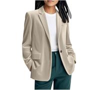 Blazers en velours pour femmes de mode avec col à revers à encoche, vestes de costume avec poche et un bouton, style décontracté, coupe ample, veste de bureau pour le travail, veste longue pour dames
