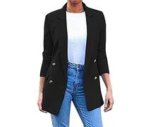 Blazers Femme Chic et Élégant Uni Haut Pas Cher Marque Bureau Affaires Costume L'été Mode Fitness Blazer De Travail Blouson Jacket Vetement Femme Noir L