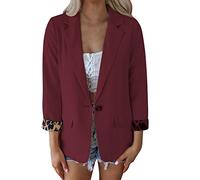 Blazers pour femme automne, veste d'été grande taille, manches longues avec ouverture sur le devant, élégant, classique, coupe flatteuse, légère, couleur unie, rétro, cocktail, rouge, XXL