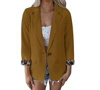 Blazers pour femme automne, veste d'été grande taille, manches longues avec ouverture sur le devant, élégant, classique, coupe flatteuse, légère, couleur unie, rétro, cocktail, kaki, M