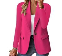 Blazers pour Femmes, Ouverts sur Le Devant, Manches Longues, Vestes De Costume De Travail, De Bureau, Un Bouton, Cardigan Léger, Tenue De Salon d'affaires, Blazer Habillé pour Dames, Rose Rouge