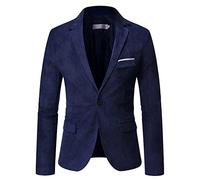Blazers pour homme en velours côtelé classique coupe ajustée 1 bouton robe veste de costume veste légère d'affaires revers smoking manteaux, Blazer bleu marine pour homme, 6XL