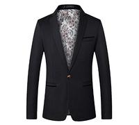 Blazers pour homme - Manteau tendance pour mariage, automne, décontracté, coupe ajustée, costume de marié, bal de fin d'année, fête, Noir , XXXXL