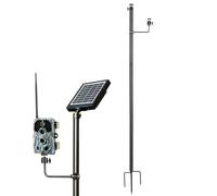 BlazeVideo Support de caméra de chasse avec ancrage au sol et trépied | Support latéral réglable en hauteur pour 2 caméras ou panneau solaire | Max 142 cm | Filetage universel 1/4"-20 (1, noir, 142)