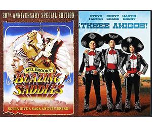 Blazing Saddles Special Edition & Three Amigos DVD Western Comedies Bundle Double Feature 2 Movie Set