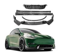 BLBNEZBZTY Aileron arrière pour Tesla pour Le Modèle Y AD Style Kits De Carrosserie Lèvre Avant Diffuseur Arrière Jupes Latérales Spoiler 5 Pièces/1 Ensemble Fibre De Carbone(2*Sideskirt)
