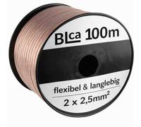 BLca 100m - 2 x 2.5mm² - Câble Audio pour Enceintes - Câble HP haut-parleur en CCA Cuivre pour HiFi et Hi-Fi Embarquée 2 5mm2