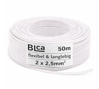 BLca 50m - 2 x 2.5mm² - Câble Audio pour Enceintes blanc - Câble HP haut-parleur en CCA Cuivre pour HiFi et Hi-Fi Embarquée 2 5mm2