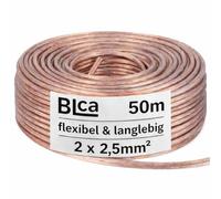 BLca 50m - 2 x 2.5mm² - Câble Audio pour Enceintes - Câble HP haut-parleur en CCA Cuivre pour HiFi et Hi-Fi Embarquée 2 5mm2