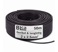 BLca 50m - 2 x 2.5mm² - Câble Audio pour Enceintes noir - Câble HP haut-parleur en CCA Cuivre pour HiFi et Hi-Fi Embarquée 2 5mm2