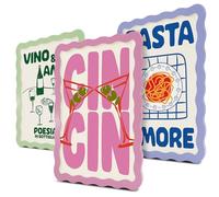 BLCKART Amore Kitchen - Lot de posters pour la cuisine de vos rêves, pour salle à manger, impression murale artistique, pour cuisine, intemporel (Cin Amore, 3 x DIN A4)