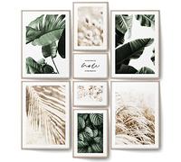 BLCKART Botanic Green Beige Lot de posters muraux décoratifs imprimés des deux côtés pour chambre à coucher, décoration murale, salon (4 x A3 | 2 x A4 | 2 x A5 | Sans cadre, beige botanique