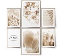 BLCKART Ensemble de posters bohémien beige bohème - Décoration double face - Dimensions (L : 2 x A3 - 4 x A4 - Sans cadre), Boho beige.