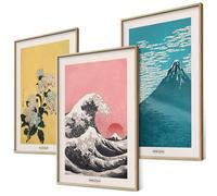 BLCKART Ensemble de posters japonais - Décoration murale japonaise - Images d'art japonais pour la décoration de la chambre à coucher et du salon - Peintures éclectiques (3x A4 | Sans cadre)