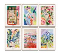 BLCKART Ensemble de posters muraux Henri Matisse - Décoration murale artistique - Images classiques pour la décoration de la chambre à coucher et du salon - Peintures pour le home office (6x A4 | Sans