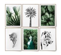 BLCKART Exotic Dream Lot de 6 posters de rêve verts imprimés sur les deux faces - Nature tropicale - Décoration de chambre à coucher (6 x A4 | 21 x 29,7 cm)