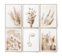 BLCKART - Infinity - Ensemble d'images - Beige - Love - Herbe de la pampa - Élégantes - Double face - Poster - Décoration pour le salon (L | 6 x A3 | 29,7 x 42 cm | Sans cadre, BEIGE LOVE | PAMPASGRAS