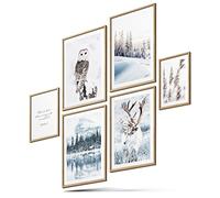 BLCKART Lot de posters d'hiver Wonderland imprimés des deux côtés pour décoration de salon L 4x A3, 2x A4