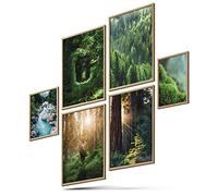 BLCKART Lot de posters Infinity Forest Dreamy Forest - Tableau mural imprimé des deux côtés - Poster de qualité supérieure - Décoration murale - Taille M 4 x A4 et 2 x A5
