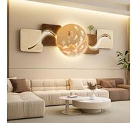 BLCKTIGR 3D LED Décoration Murale, 5 Panneaux Montagne & Cerf Paysage LED, Décoration Murale 3D Rétroéclairée Dimmable en Céramique Cristal pour Salon, Entrée(A,150 * 50cm/59.06 * 19.69in)