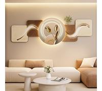 BLCKTIGR 3D LED Décoration Murale, 5 Panneaux Montagne & Cerf Paysage LED, Décoration Murale 3D Rétroéclairée Dimmable en Céramique Cristal pour Salon, Entrée(G,180 * 60cm/70.87 * 23.62in)