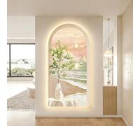 BLCKTIGR 3D LED Décoration Murale, Décor Mural Arc-en-Ciel Paysage Côtier Coucher de Soleil, Murale Rétroéclairée Dimmable pour Entrée, Salon, Chambre(D,60 * 120cm/23.62 * 47.24in)